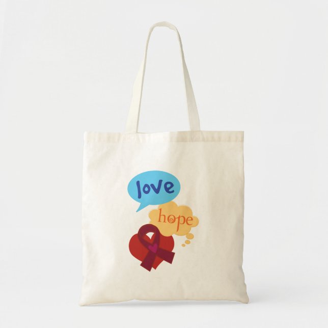 Tote Bag Ruban de Bourgogne d'espoir d'amour (Devant)