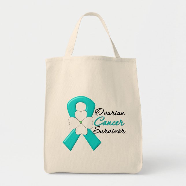 Tote Bag Ruban de la fleur du cancer de l'ovaire (Devant)