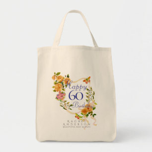 Tote Bag Ruban de rose dorée 60e anniversaire