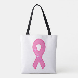 Tote Bag Ruban de sensibilisation au cancer du sein avec fl