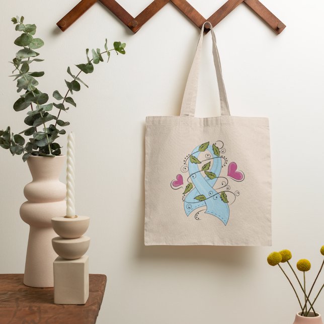 Tote Bag Ruban de sensibilisation bleu clair, soutien et es (Créateur téléchargé)