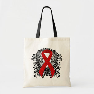 Tote Bag Ruban de sensibilisation rouge avec ailes