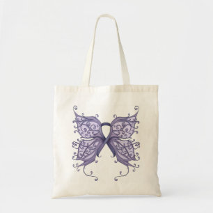 Tote Bag Ruban du cancer périphérique avec ailes papillon
