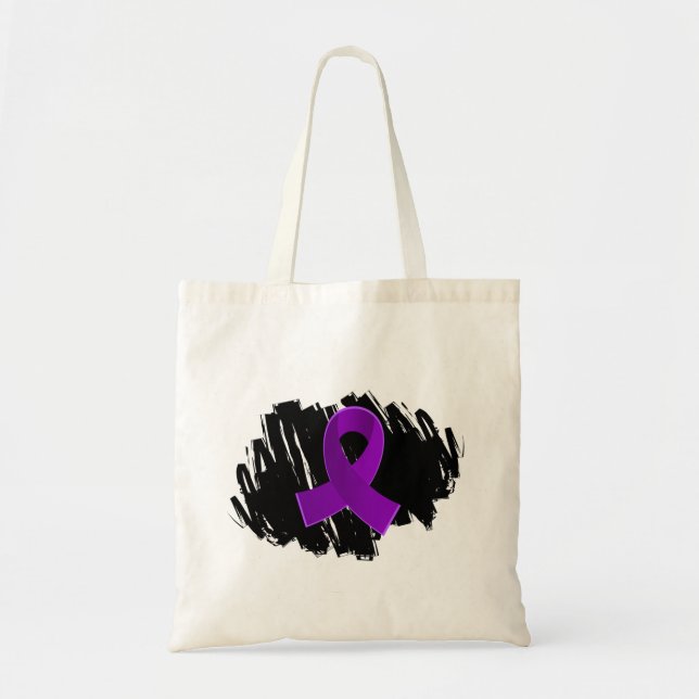 Tote Bag Ruban pourpre de maladie de Crohn avec le (Devant)
