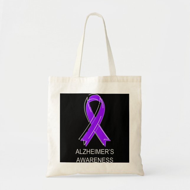 Tote Bag Ruban pourpre de sensibilisation à la maladie d'Al (Devant)