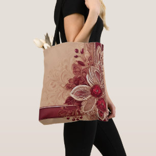 Tote Bag Ruban rouge floral