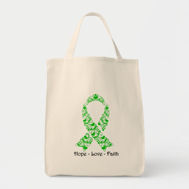 Tote Bag Ruban vert de conscience d'espoir (Devant)