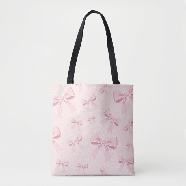 Tote Bag Rubans roses mignon Coquette Cottage Chic  (Devant)