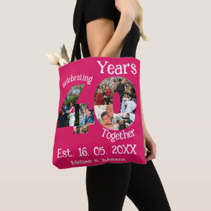 Tote Bag Ruby Red 40th Mariage Anniversary 11 Photo Collage