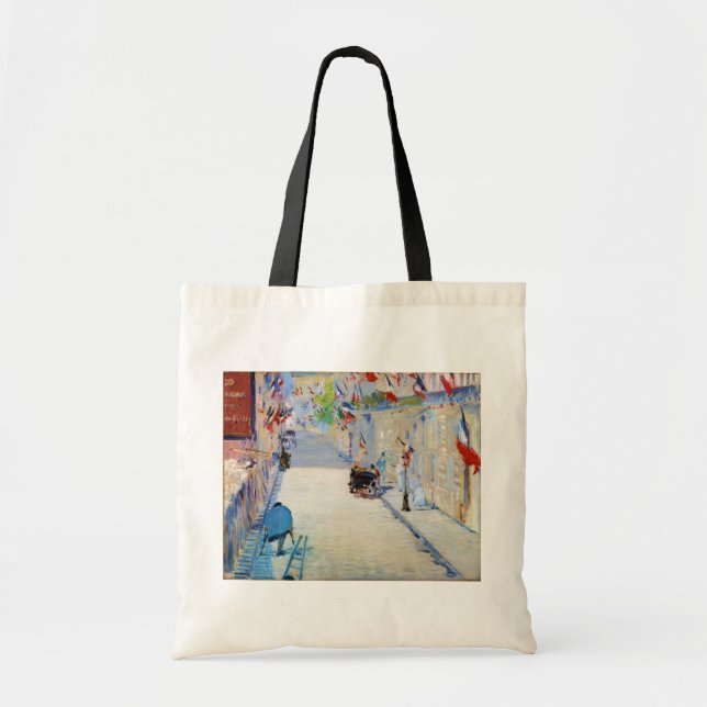 Tote Bag Rue avec drapeaux français, Manet (Devant)