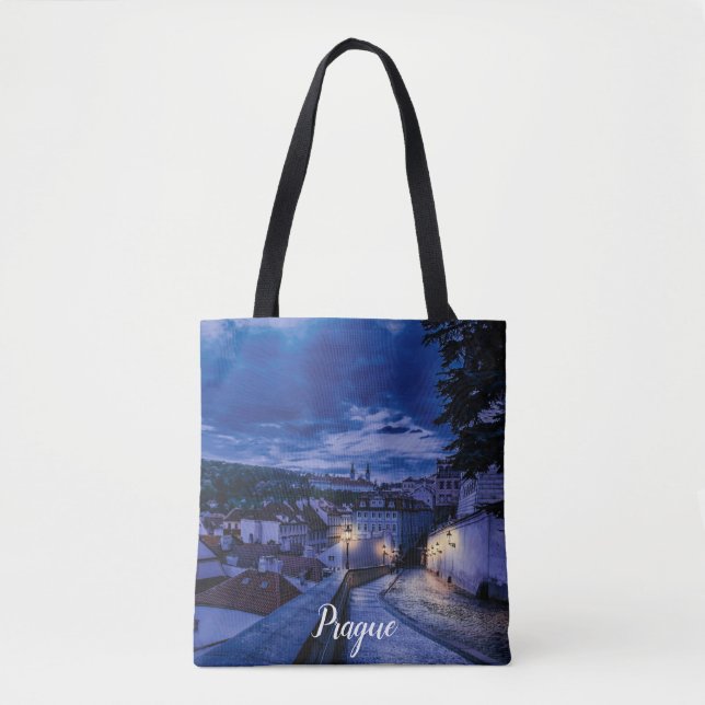 Tote Bag Rue du soir à Prague (Devant)
