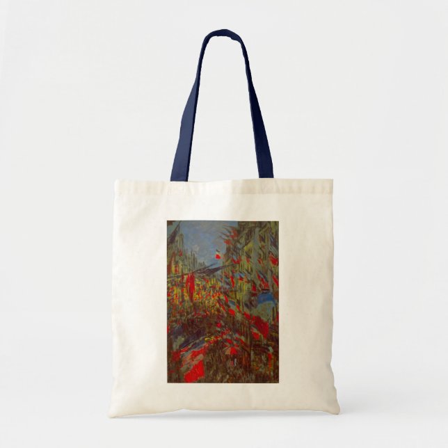 Tote Bag Rue Montorgueil aux drapeaux de Claude Monet (Devant)