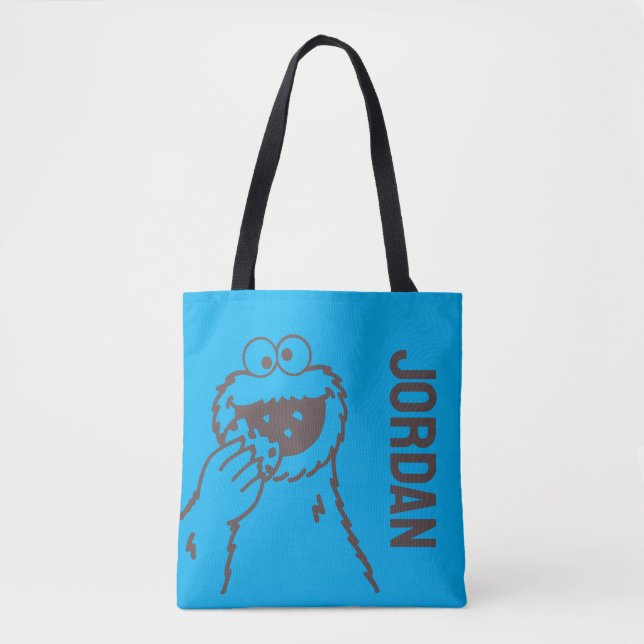 Tote Bag Rue Sésame | Cookie Monster | Ajouter Votre Nom (Devant)