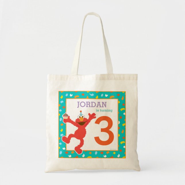 Tote Bag Rue Sésame | Elmo - Cupcake & Confetti Anniversair (Devant)