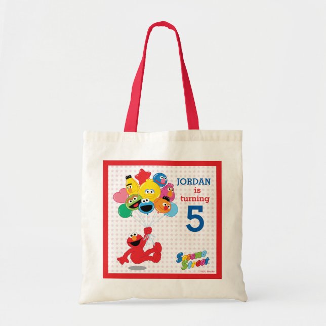 Tote Bag Rue Sésame | Elmo et Pals - Ballons d'anniversaire (Devant)
