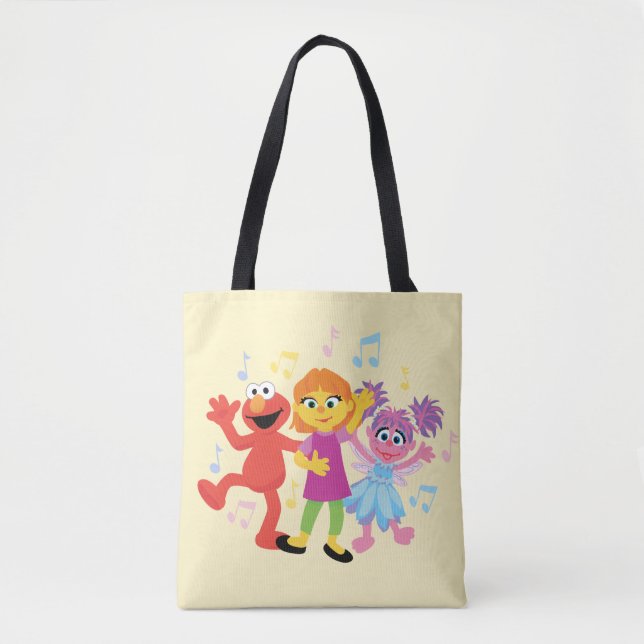 Tote Bag Rue Sésame | Julia, Elmo & Abby Dancing (Devant)