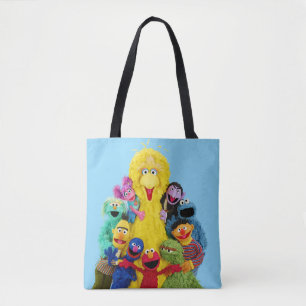 Tote Bag Rue Sésame Portrait amusant de Pals colorés