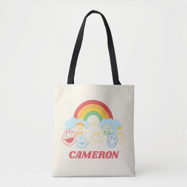 Tote Bag Rue Sésame | Rainbow Graphic | Ajouter Votre Nom (Devant)