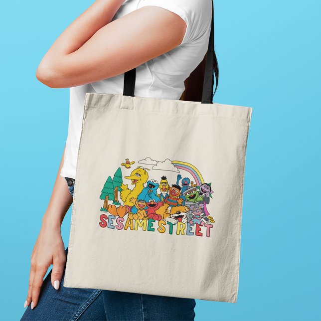 Tote Bag Rue Sésame | Rainbow Wave (Person carrying tote bag)
