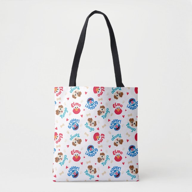 Tote Bag Rue Sésame | Tango, Elmo et Motif Grover (Devant)