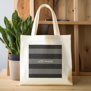 Tote Bag Rugby noir et gris avec nom personnalisé