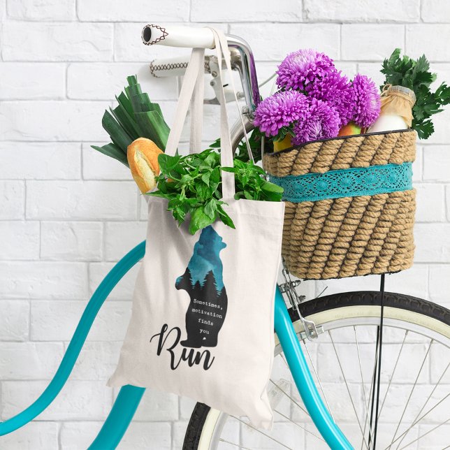 Tote Bag Run Motivation Trouve Vous Drôle Ours Graphique (Créateur téléchargé)