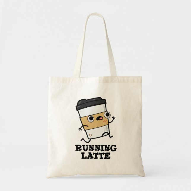 Tote Bag Running Latte Funny Coffee Pun (Devant)