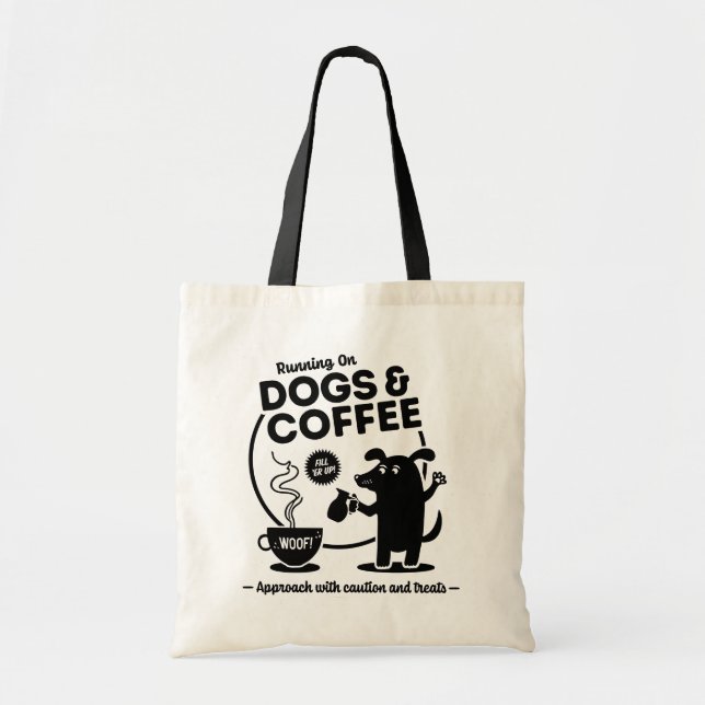 Tote Bag Running on Dogs and Coffee (Devant)