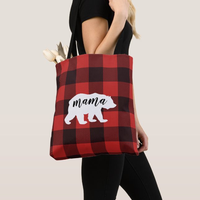 Tote Bag Russe Country Mama Oear Flannel Plaid Motif (De près)