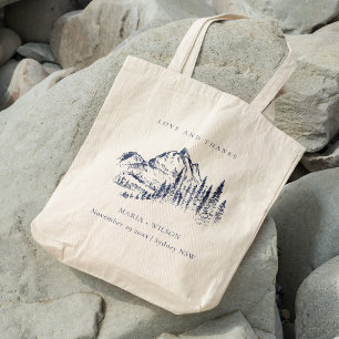 Tote Bag Russe Navy Pine Woods Mountain Sketch Mariage