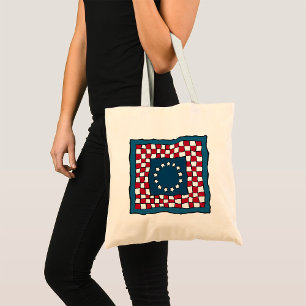 Tote Bag Russe Patriotic Americana Quilt Motif USA Art