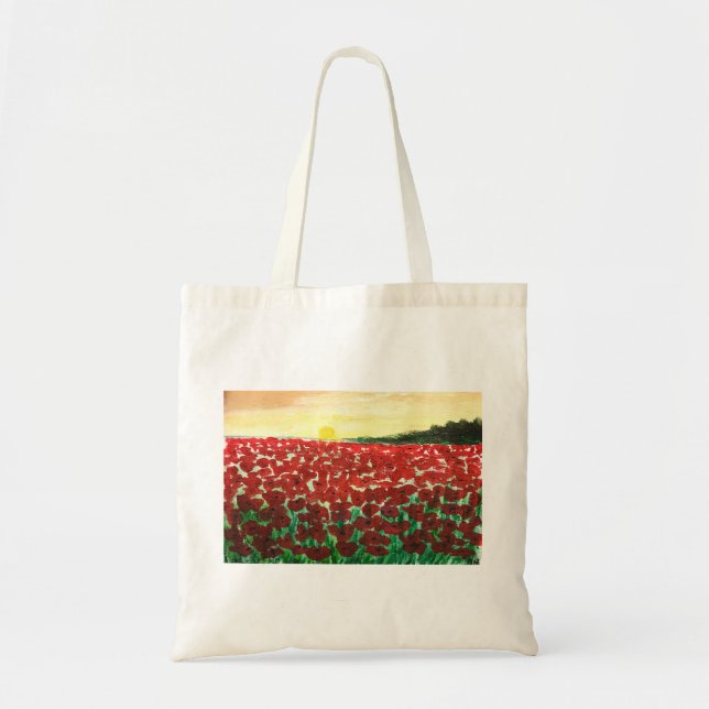 Tote Bag Russe rouge aquarelle atmosphérique poppies fleurs (Devant)