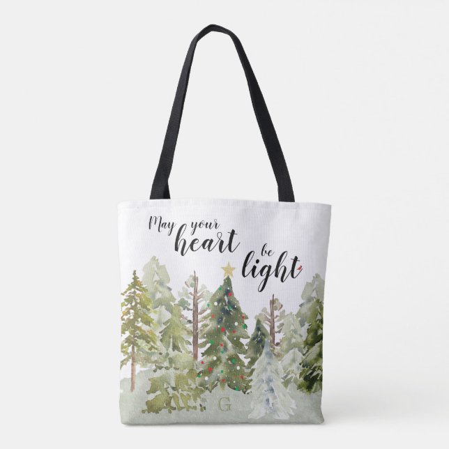 Tote Bag Russe Vert aquarelle Forêt Pin Arbre Noël (Dos)