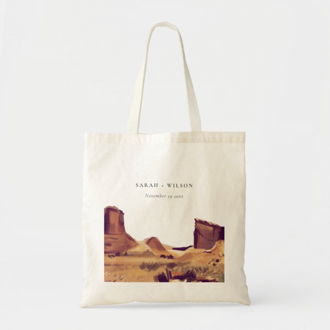 Tote Bag Rustic Boho Watercolor Mariage paysage du désert (Devant)