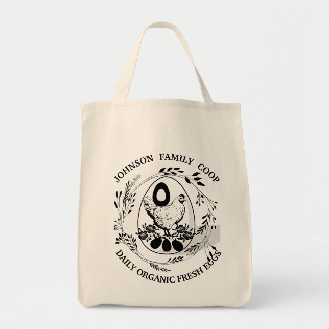 Tote Bag Rustic Farmhouse Farmer's Market Custom Chic Hen (Devant)