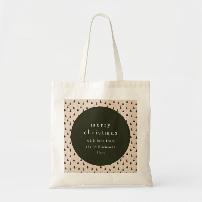 Tote Bag Rustic Forest Green Noël Trees cadeau de (Devant)