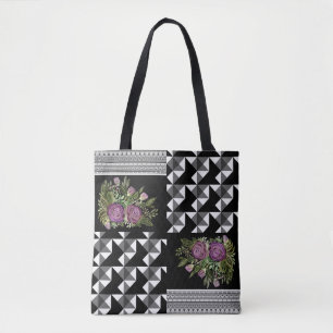Tote Bag Rustic, patchwork, rose