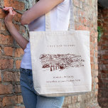 Tote Bag Rustic Rust Brown Winery Mariage de croquis de mon<br><div class="desc">Pour toute autre personnalisation ou tout autre élément correspondant,  n'hésitez pas à me contacter à l'adresse yellowfebstudio@gmail.com</div>