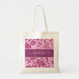 Tote Bag Rustic Vintage Gibier Purple Floral