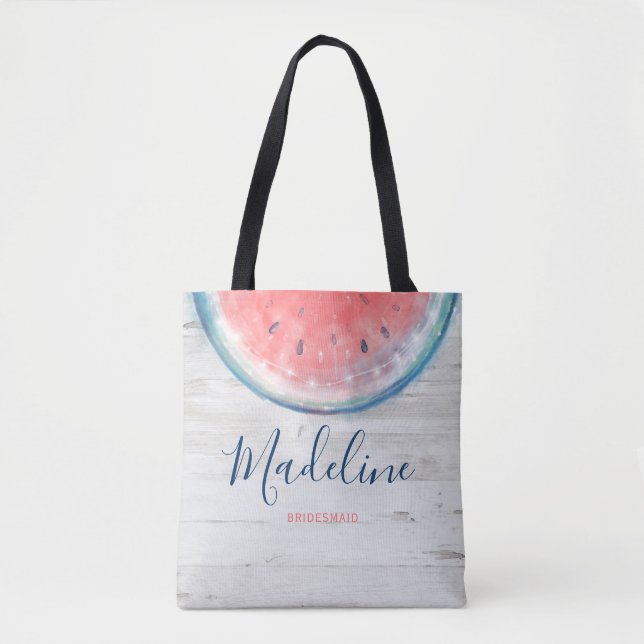 Tote Bag Rustic Watercolor Watermelon Cadeaux Bridesmaid No (Devant)