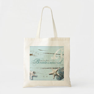 Tote Bag Rustique BLue bois Seashells Beach bridesmaid