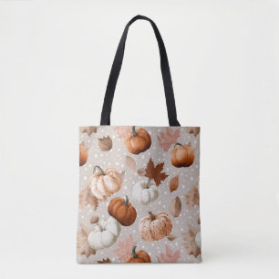 Tote Bag Rustique Citrouilles d'automne et feuilles d'autom