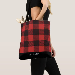 Tote Bag Rustique Country Flannel Monogramme Plaid Motif