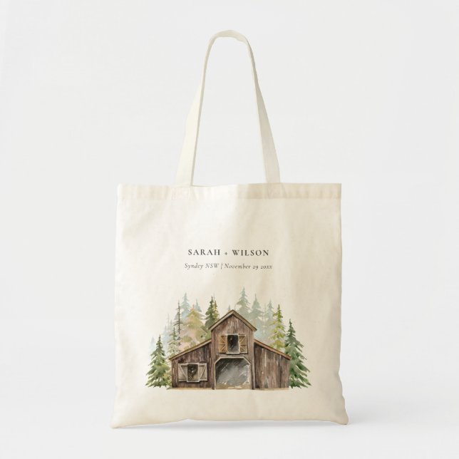 Tote Bag Rustique Elegant Pine Woods Forest Barnyard Mariag (Devant)