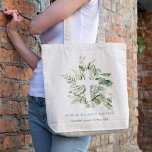 Tote Bag Rustique Green Eucalyptus Fern Foliage Croix Baptê<br><div class="desc">Pour toute autre personnalisation ou tout autre élément correspondant,  n'hésitez pas à me contacter à l'adresse yellowfebstudio@gmail.com</div>