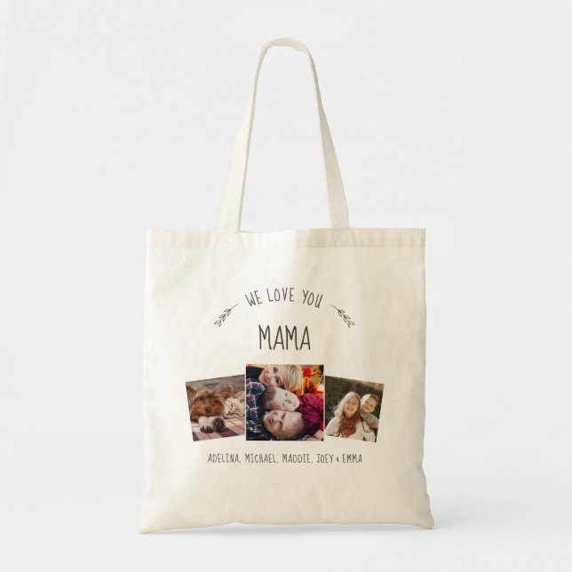 Tote Bag Rustique moderne NOUS VOUS AIMONS MAMA Photo Colla (Devant)