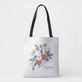 Tote Bag Rustique Noël Folk Art Floral