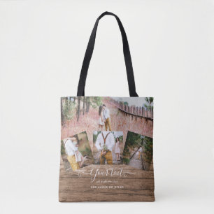 Tote Bag Rustique PHOTO COLLAGE Cadeau Texte personnalisé U
