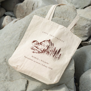 Tote Bag Rustique Pine rouille Woods Mountain Sketch Mariag