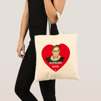 Tote Bag Ruth Bader Ginsburg Diva Suprême teintée Coeur Rou